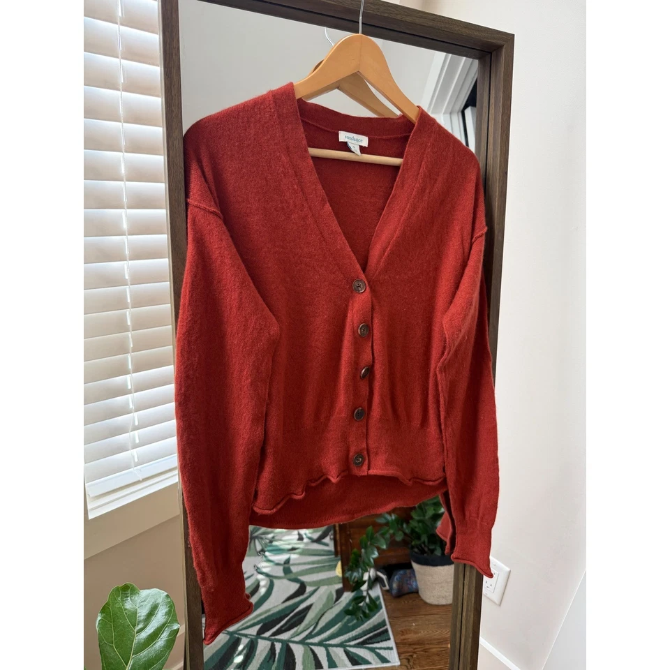Cárdigan Sundance 100 % cachemir abotonado naranja óxido para mujer mediano Foto 1 de 4