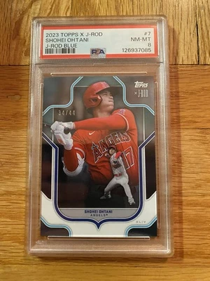 Shohei Ohtani 2023 topps x J-Rod J-Rod blue #7 34/44 PSA 8 - Image 1 of 2