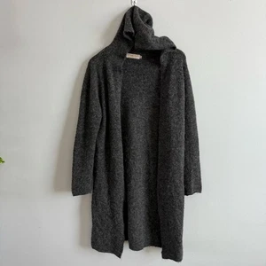 Paisley Road | Women’s Long Charcoal Grey Alpaca Blend Hooded Cardigan Sweater M - Picture 1 of 8