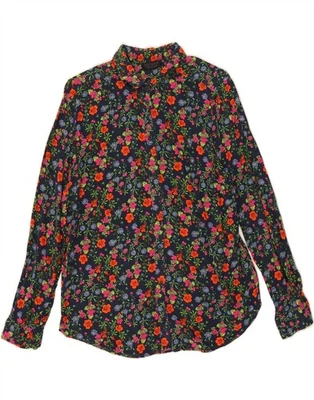 Camisa TOPSHOP Mujer Manga 3/4 Reino Unido 10 Pequeña Azul Marino Floral Bohemia DL96 Foto 1 de 3