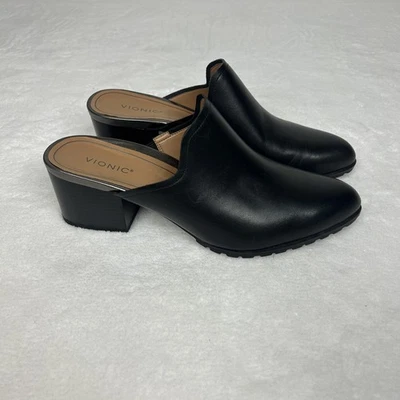 Vionic Shoes Womens Size 10 Black Claremont Mule Slip-On Block Heel Clog Comfort - Image 1 of 4