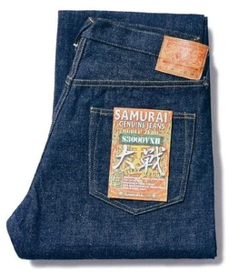 Pantalones de mezclilla Samurai Zero Bushido ribete índigo relajados rectos S3000VXII 34 - Imagen 1 de 6