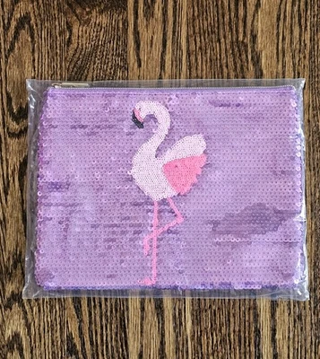 ¡Nuevo en embalaje! Bolso clutch de maquillaje de lentejuelas flamenco púrpura y rosa TARTE Foto 1 de 4