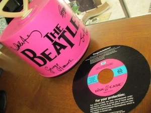 Vintage Pink Record storage 45 disc go case charter industries beatles sticker - Imagen 1 de 7