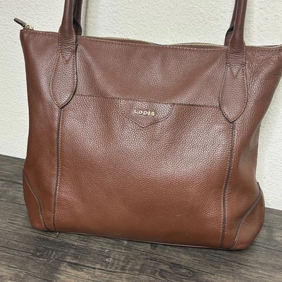 Bolso de hombro de viaje de cuero granulado marrón LODIS Sierra manga equipaje 4113 Foto 1 de 4