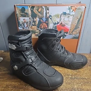 Profirst Men's Alaska Motorbike Waterproof Protective Boots - Black - Size 12 - Picture 1 of 8