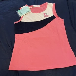 Girls Sport Tank Top Pink White Black Pansee New Cotton Elastane - Picture 1 of 8