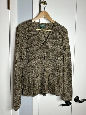 Cárdigan Suéter Ralph Laruen Lino y Algodón Negro y Marrón Grueso Foto 1 de 4