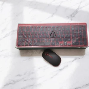 Wine Red Wireless USB Keyboard and Mouse Combo, Jelly Comb KS63-2 W Batteries - Picture 1 of 2