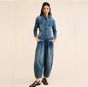Free People We the Free CRVY Roulette Barrel Jumpsuit Size L - Picture 1 of 10