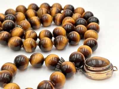 OCCHIO DI TIGRE COLLANA PERLE VINTAGE '50/60 - Immagine 1 di 4