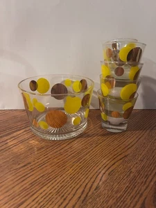 NICE! 6 piece Russel Wright Eclipse Barware Polka Dot Yellow - Picture 1 of 5