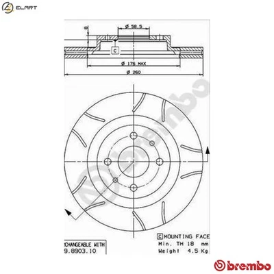 2x BRAKE DISC 09.8903.75 FOR LADA 110 111 VEGA 112 AFALINA KALINA/Hatchback/II - Image 1 of 4