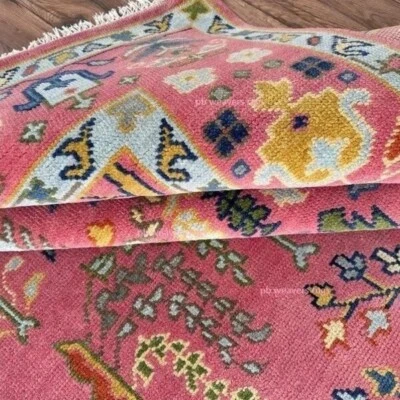 Oushak Antique Pink Contemporary Hand-knotted Rugs & Carpets for living area. - Image 1 of 4