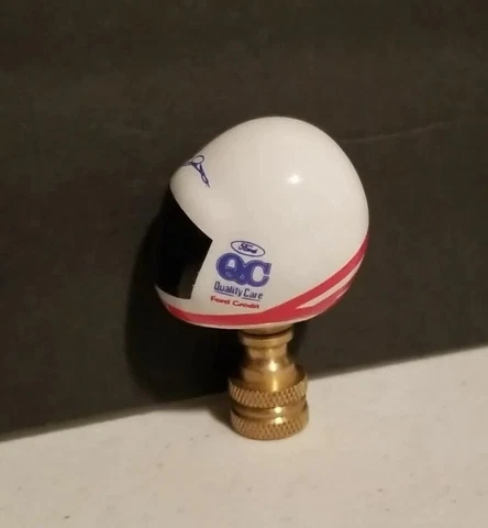 Dale Jarret Race Car Helmet ceramic Lamp Finial Ford Simpson Cover