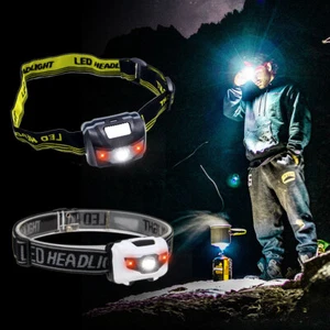 Super Bright XPE Head Torch Headlight+ 2 LED Red/Green 4-Modes Flashlight 3*AAA - Picture 1 of 40