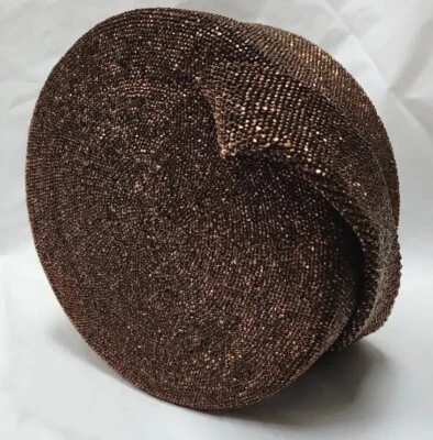 Copper Bronze Art Deco Bead Round Evening Bag Purse Vintage - Image 1 of 4