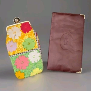 Authentic 2pc Vintage Lot Super Rare Versace Pouch And Cartier Wallet - Picture 1 of 15