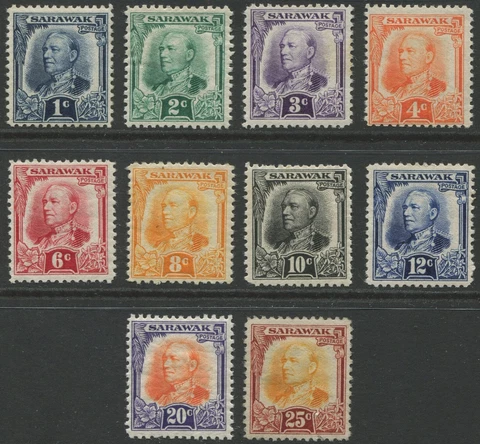 Sarawak Stamps 1932 SG91/102 Part Short Set of 10 MM Cat Approx. £50 Cover