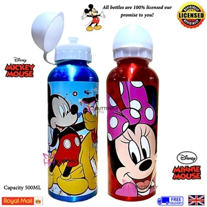 DISNEY MICKEY or MINNIE MOUSE KIDS DRINK WATER FLASK BOTTLE SPORTS PULL UP SPOUT - Picture 1 of 7