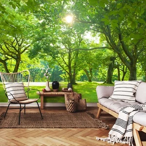 Fototapete 3D EFFEKT Sonne Wald Bäume Wiese Gras VLIES TAPETE XXL + KLEISTER - Bild 1 von 10