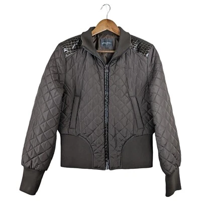 Chaqueta Sean John Marrón Acolchada Cuero Hombro Manga Raglán Cremallera Completa Mujer L Foto 1 de 4