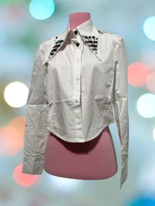 Heavy Industry Handmade Pin Pointed Collar Short Shirt New Niche Designer WHITE - Bild 1 von 2