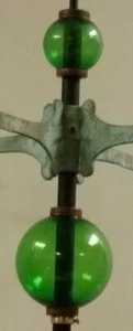 WEATHERVANE OR LIGHTENING ROD 2.5" & 4.5''GREEN GLASS BALL SET FITS 3/4'' RODS - Picture 1 of 2