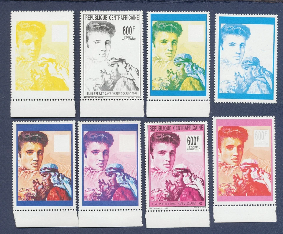 CENTRAL AFRICAN REPUBLIC - Scott 1000 - color die proof set  - MNH - ELVIS --c - Image 1 of 1