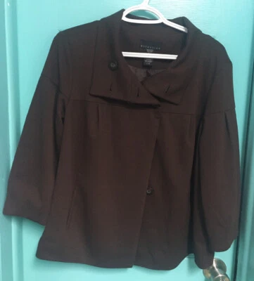 EUC Attention Brown Double-Breasted Jacket Blazer Coat 3/4 Sleeves Women’s L - Image 1 of 4