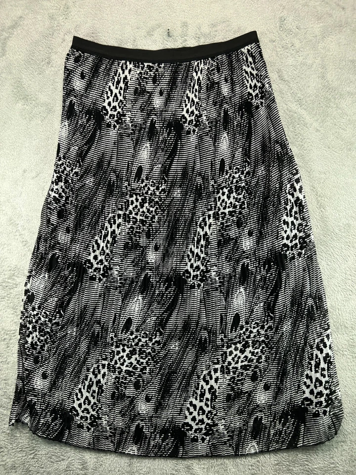Maxi Falda New Directions Mujer Grande Negra Blanca Plisada Larga Pull On Damas Foto 1 de 4