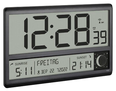 TFA 60.4524.01 XL Funkwanduhr digital Wanduhr Funkuhr Datum Wochentag Mondphase - Bild 1 von 4