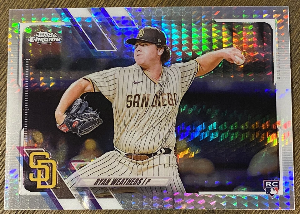 2021 Topps Chrome Baseball Ryan Weathers💎PRIZM REFRACTOR💎RC Rookie #97 Padres - Image 1 of 3