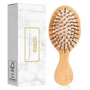 Mini Travel Bamboo Hair Brush for Women/Men/Kids - Anti-Static Small Detangling - Picture 1 of 12