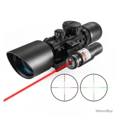 Lunette Chasse 3-10x42 avec réticulle lumineux Laser rouge sur rail 11 et 22