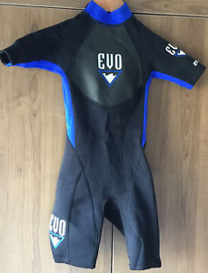 EVO 2mm Kids Spring Shorty Wetsuit Neoprene Shorty Swim Black/Blue Size XS