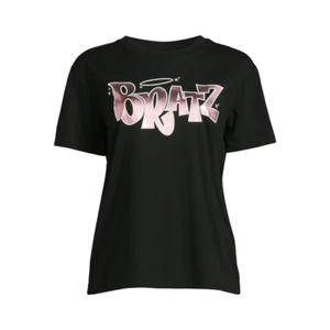 Juniors' Black Bratz Foil Logo Graphic Tee with Short Sleeves size XS - Picture 1 of 3