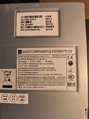 QUALITY COMPONENTS MODEL DCJ3501-01PLF POWER SUPPLY - Image 1 of 2