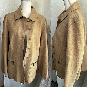 Talbots Alpaca and Wool Blend tan beige Button-Up Blazer coat jacket | size XL - Picture 1 of 8