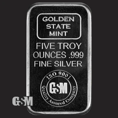 5 Troy oz Golden State Mint .999 Fine Silver Bar in a Air-tite brand Capsule - Image 1 of 2