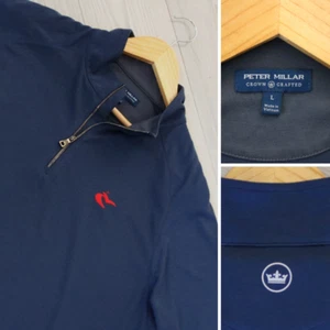 Peter Millar Crown Crafted 1/4 Zip Men's L Navy Blue Golf Performance Pullover - Picture 1 of 6
