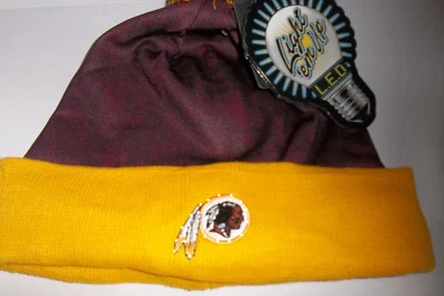 Washington Redskins Team Logo NFL LED Light Up Hat Winter Pom Beanie Knit Cap - Image 1 of 4