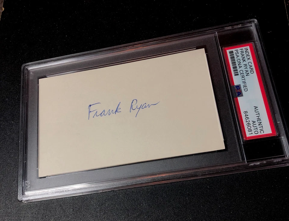 Frank Ryan PSA/DNA Signed Index Card Slabbed BROWNS 1964 QB RIP PSA Auto - Image 1 of 4