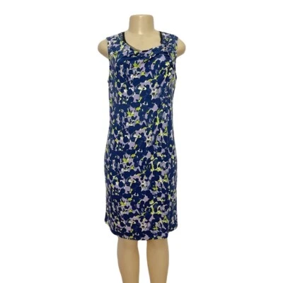 Женское синее платье без рукавов Simply Vera со сборками эластичное легкое с цветочным рисунком M - Изображение 1 из 4