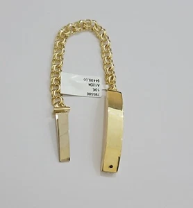 Kids 10k Yellow Gold Bracelet Chino ID Name Plate Strong 6 Inch SOLID LINK REAL - Picture 1 of 9