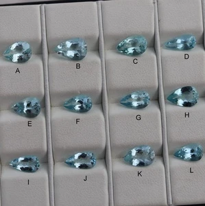 Natural Medium Blue Aquamarine Faceted Pear Gemstone For Jewelry Nice Luster - Picture 1 of 9