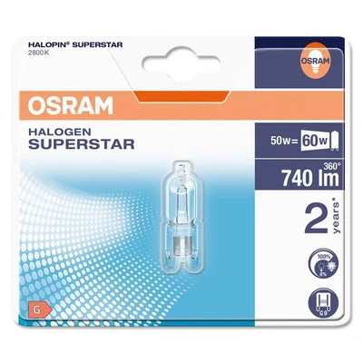 Lámpara halógena Osram Superstar 48W = 60W G9 transparente 740lm blanco cálido regulable