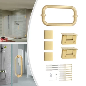 Juego de accesorios de ducha (1 par de asas + 2 bisagras + 3 clips de vidrio)-cepillado - Imagen 1 de 16