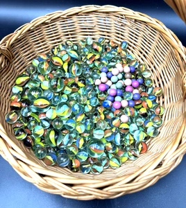 2 x colección, 449 x canicas de vidrio, 37 x canicas de madera, 2,5 Ø - 1,5 Ø diferentes colores - Imagen 1 de 9