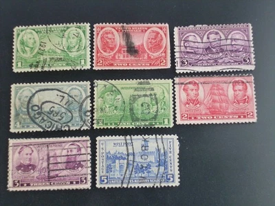 U.S.SCOTT #785 TO 792,794 1936-37,ARMY &NAVY WAR HEROES,USED,NO HINNGES,GLASENV. - Image 1 of 4